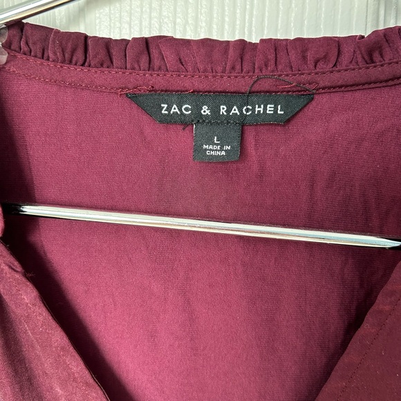 Zac & Rachel Flowy Wine Colored Bell Sleeve Peasant Blouse Size L - Picture 10 of 10